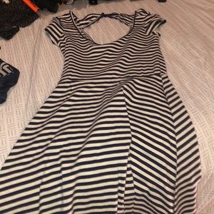 american eagle navy and white striped dress